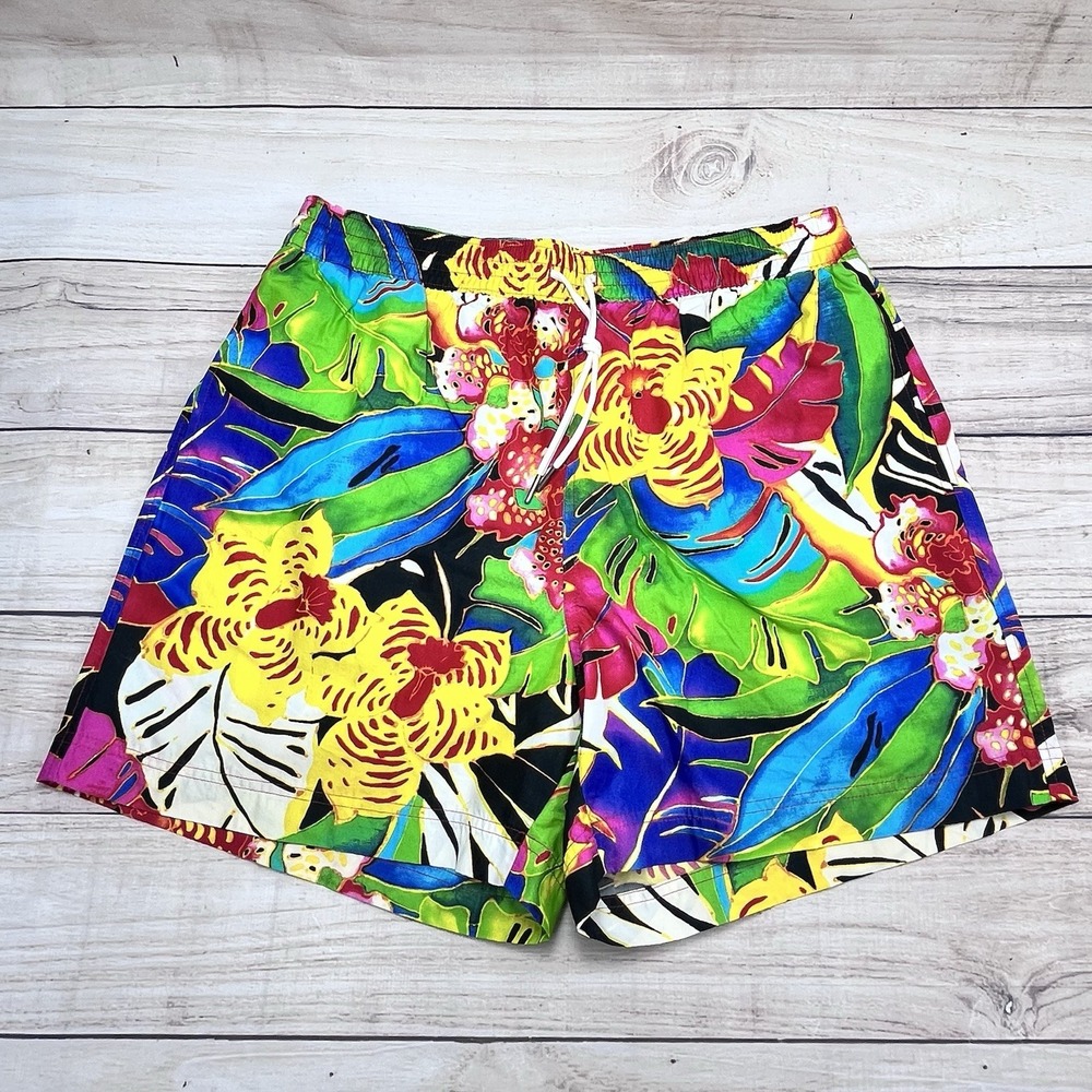 Vtg Polo Ralph Lauren Board Shorts Multicolored Kailua‎ Swim Trunks Surf Sz L